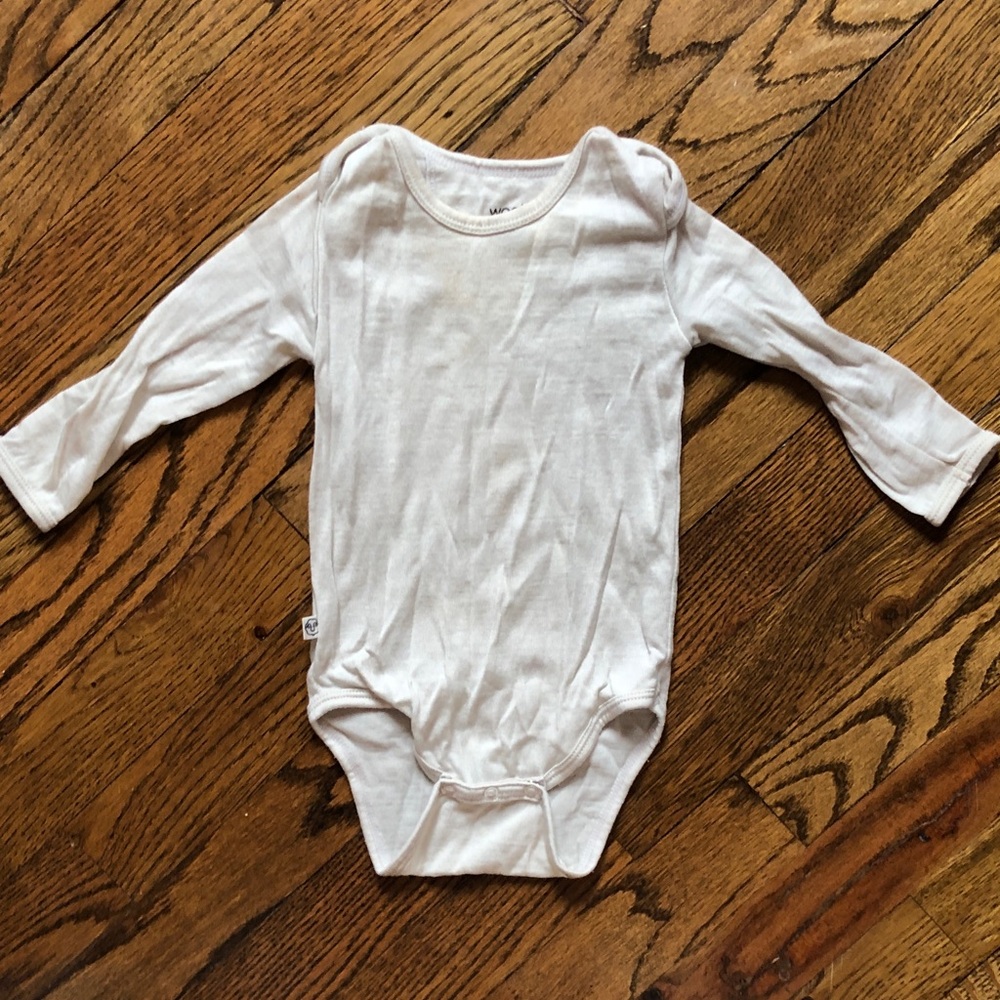Long-Sleeve White Baby One-Piece Bodysuit